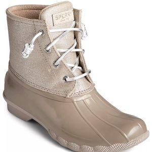 SPERRY Salt Water Sparkle Shaft Duck Toe Boots NEW Sz. 8.5